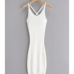 Criss Cross Back Fuzzy Knitted Suspender Dress