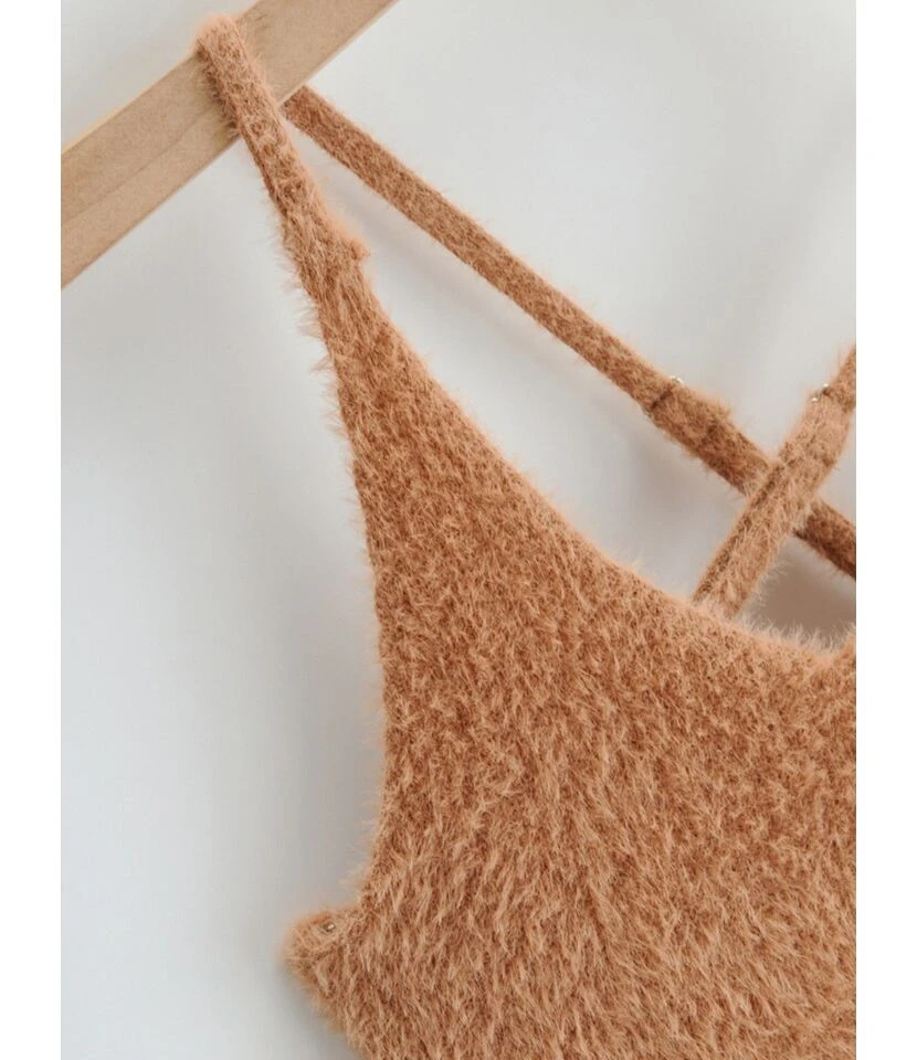 Criss Cross Back Fuzzy Knitted Suspender Dress 11 Criss Cross Back Fuzzy Knitted Suspender Dress - Image 9