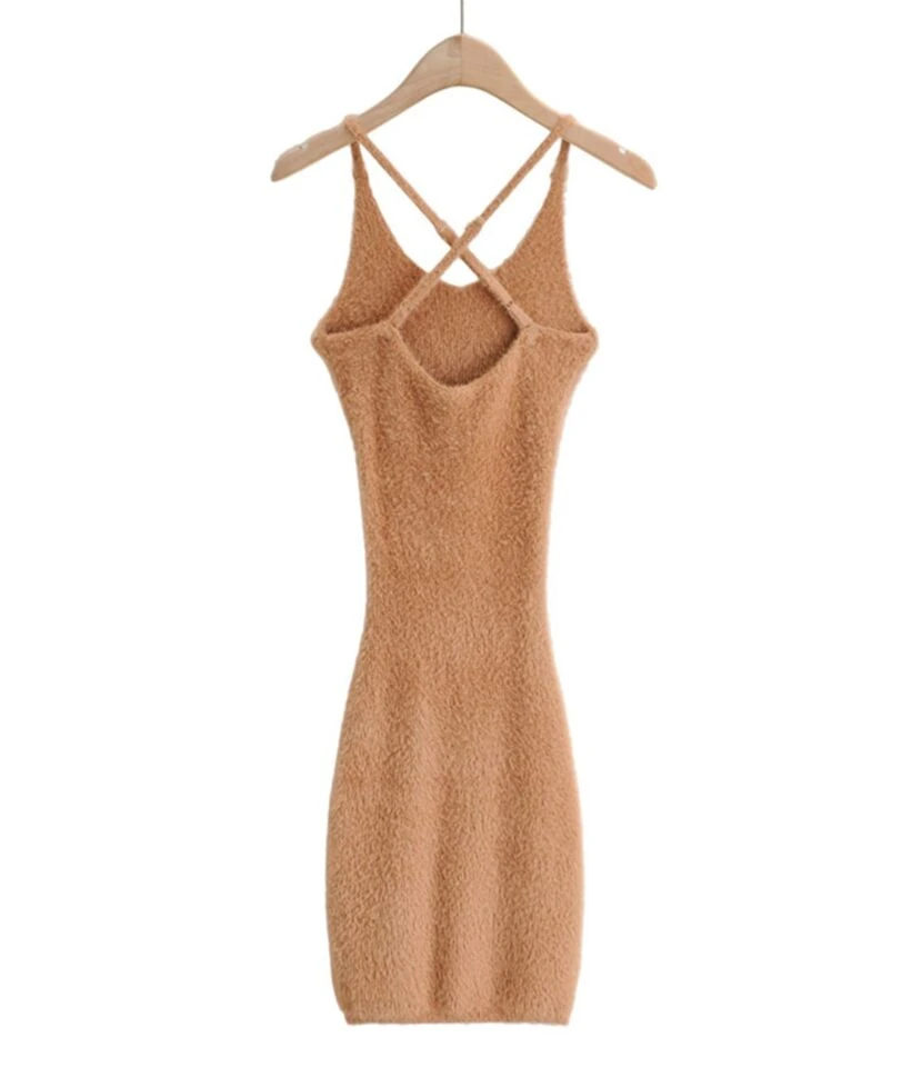 Criss Cross Back Fuzzy Knitted Suspender Dress 10 Criss Cross Back Fuzzy Knitted Suspender Dress - Image 8