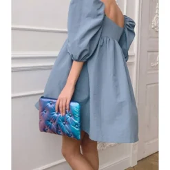 Puff Sleeve V-neck Flare Dress 16 Puff Sleeve V-neck Flare Dress -Amour Vert shop 210312740 12