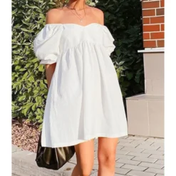 Puff Sleeve V-neck Flare Dress 21 Puff Sleeve V-neck Flare Dress -Amour Vert shop 210312740 13 1