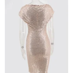 Deep V-neck Partywear Bodycon Sequins Dress -Amour Vert shop 210330457 2