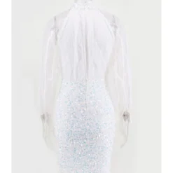 Mock Neck Mesh Patchwork Sequins Party Dress 15 Mock Neck Mesh Patchwork Sequins Party Dress -Amour Vert shop 210330956 2