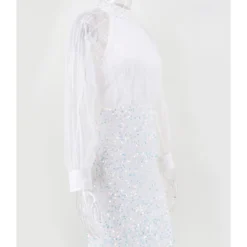 Mock Neck Mesh Patchwork Sequins Party Dress 14 Mock Neck Mesh Patchwork Sequins Party Dress -Amour Vert shop 210330956 3