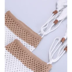 V-neck Cutout Stripe Knitted Beach Dress -Amour Vert shop 210410081 4