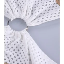 V-neck Cutout Stripe Knitted Beach Dress -Amour Vert shop 210410081 5