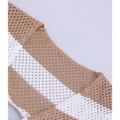 V-neck Cutout Stripe Knitted Beach Dress -Amour Vert shop 210410081 6