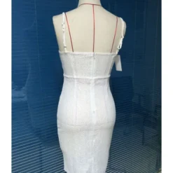 Pure Color Hollow Embroidery Mesh Lace Sling Bodycon Dress -Amour Vert shop 210510280 3