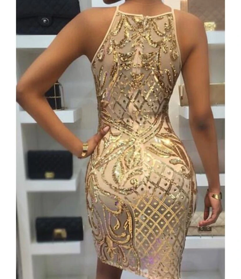 Sequin Detail Print Sling Bodycon Dress 210519047 5 Sequin Detail Print Sling Bodycon Dress 210519047 - Image 3