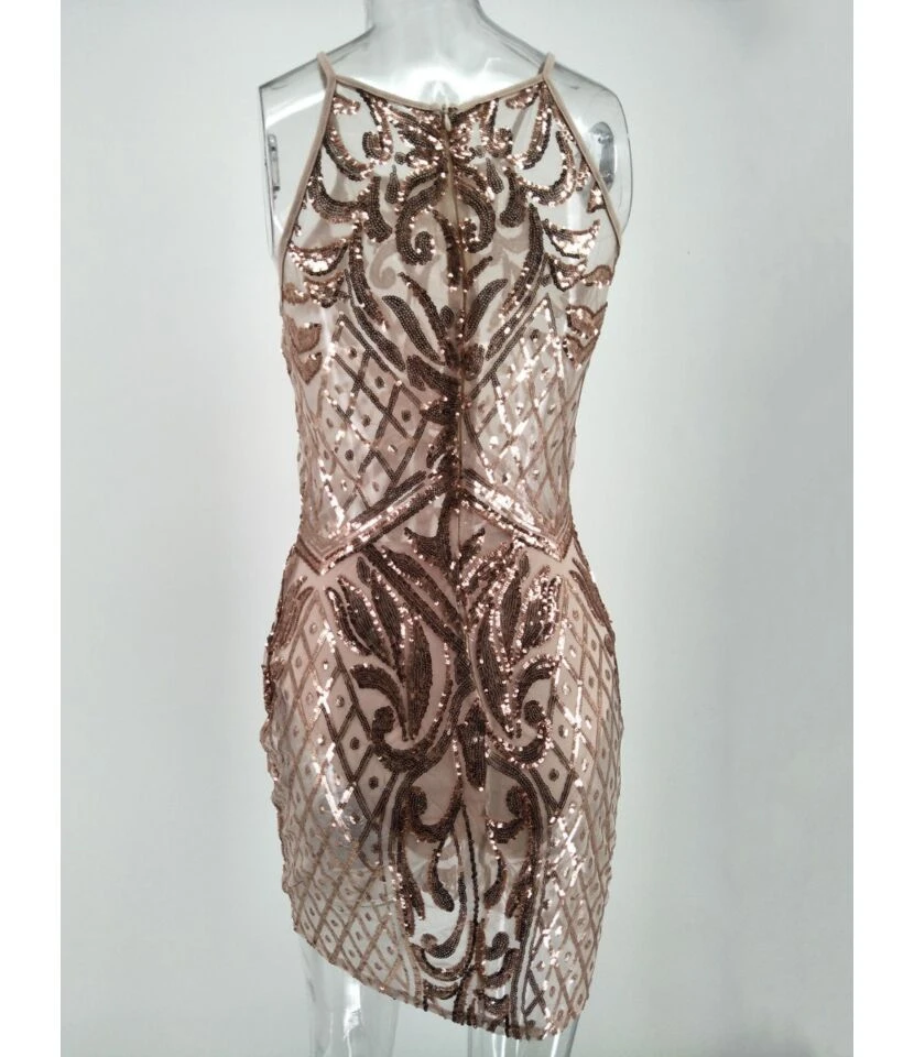 Sequin Detail Print Sling Bodycon Dress 210519047 6 Sequin Detail Print Sling Bodycon Dress 210519047 - Image 4