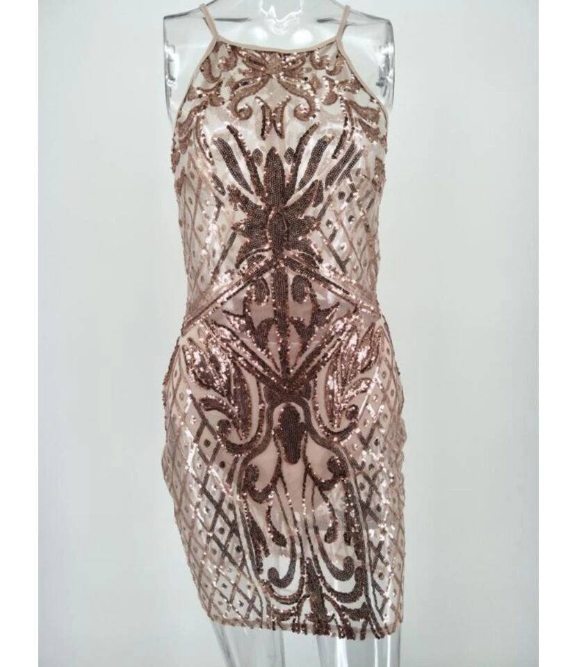 Sequin Detail Print Sling Bodycon Dress 210519047 8 Sequin Detail Print Sling Bodycon Dress 210519047 - Image 6