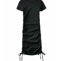 Solid Color Smock Lace-up Short Sleeve Bodycon Dress 210601979 -Amour Vert shop 210601979 9 1