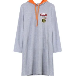 Plus Size Color Block Drawstring Pocket Detail Long Sleeves Hooded Dress 210621903 -Amour Vert shop 210621903 6