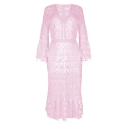 V Neckline Lace Hollow Swing Dress 210628134 -Amour Vert shop 210628134 6