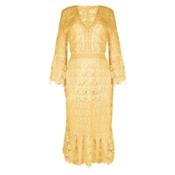 V Neckline Lace Hollow Swing Dress 210628134 -Amour Vert shop 210628134 7