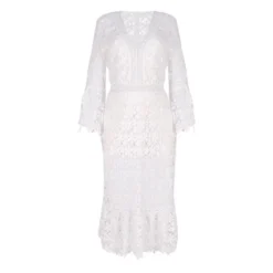 V Neckline Lace Hollow Swing Dress 210628134 -Amour Vert shop 210628134 9