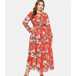 Plus Size Floral Print Swing Maxi Dress 210722747