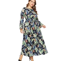 Plus Size Floral Print Swing Maxi Dress 210722747 -Amour Vert shop 210722747 2