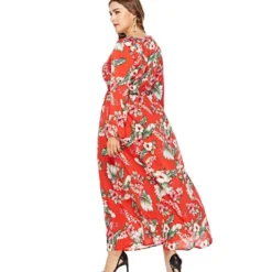 Plus Size Floral Print Swing Maxi Dress 210722747 -Amour Vert shop 210722747 3