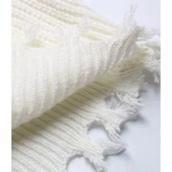 Colorblock V-neck Fringe Trim Loose Sweater Dress 210730738 -Amour Vert shop 210730738 5