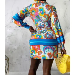 Long Sleeve V-Neck Bodycon Dress With Belt 210810705 -Amour Vert shop 210810705 2