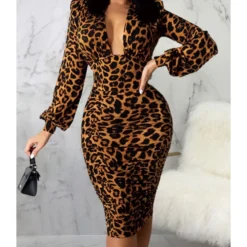 Midi Dress Bodycon Solid Low Cut 210810946 -Amour Vert shop 210810946 1