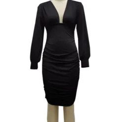 Midi Dress Bodycon Solid Low Cut 210810946 -Amour Vert shop 210810946 7