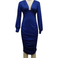 Midi Dress Bodycon Solid Low Cut 210810946 -Amour Vert shop 210810946 9