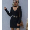Low Cut Loose Sweater Short Dress 210812797 -Amour Vert shop 210812797 1