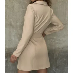 Long-sleeved V-neck Lace-up Waist Suit Dress 210826018 8 Long-sleeved V-neck Lace-up Waist Suit Dress 210826018 -Amour Vert shop 210826018 2