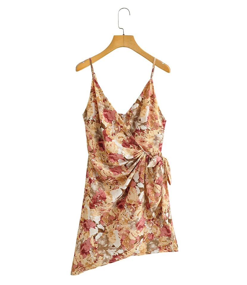 Printed Sling Deep-V Neck Side Knotted Pleated Bag Hip Mini Dress Sexy Wholesale Dresses SDN533231 5 Printed Sling Deep-V Neck Side Knotted Pleated Bag Hip Mini Dress Sexy Wholesale Dresses SDN533231 - Image 3