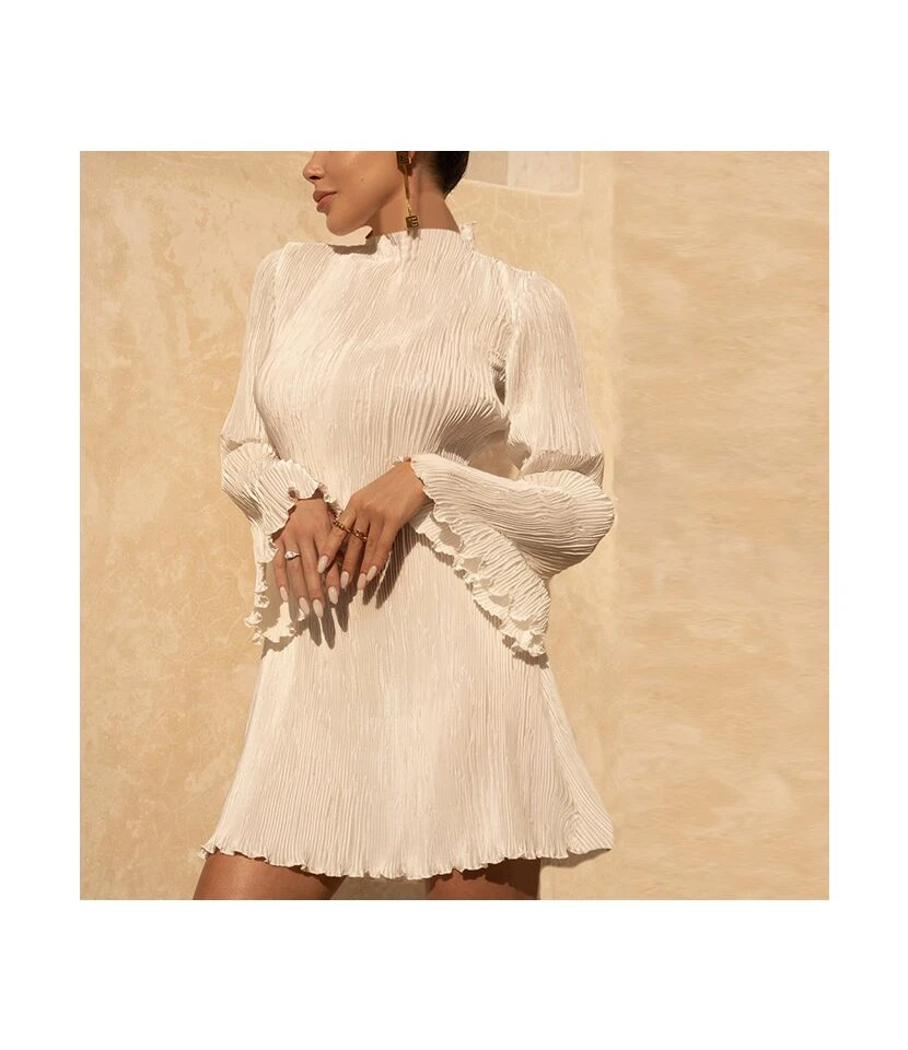 Round Neck Personalized Pleated Loose Long-Sleeved Mini Dress Wholesale Dresses SDV464075 3 Round Neck Personalized Pleated Loose Long-Sleeved Mini Dress Wholesale Dresses SDV464075