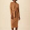 Russo Luxe Fleece Dress - Camel -Amour Vert shop 28 0050R1 Russo Camel 1