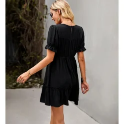 Solid Color Puff Sleeve Round Neck Loose Smocked Ruffled Dress Summer Casual Wholesale Dresses SDN533144 15 Solid Color Puff Sleeve Round Neck Loose Smocked Ruffled Dress Summer Casual Wholesale Dresses SDN533144 -Amour Vert shop 28dd871f 4226 4b9f 9008 b7ca317bfa78 1c0b81250f62b169352e1e13a1bfb686