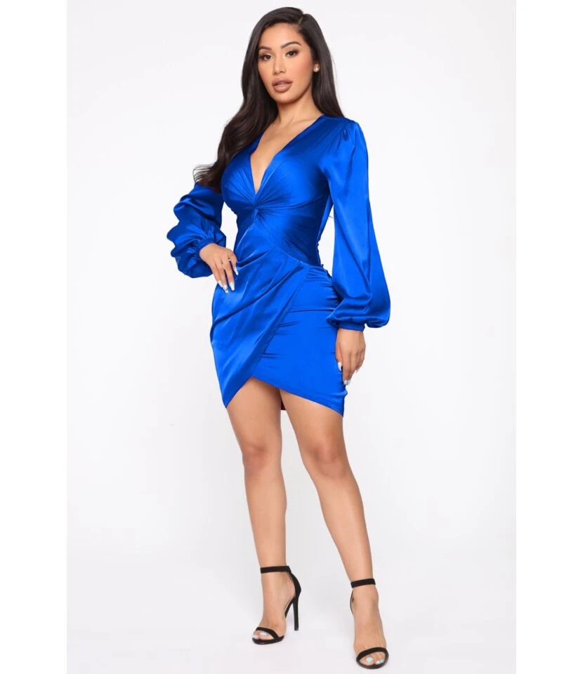 Satin Sexy Deep V Asymmetric Mini Dress Long Sleeve Solid Color Bodycon Wholesale Dresses SDN562361 8 Satin Sexy Deep V Asymmetric Mini Dress Long Sleeve Solid Color Bodycon Wholesale Dresses SDN562361 - Image 6