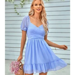 Solid Color V-Neck Waist Short-Sleeve Casual Ruffled Dress Wholesale Dresses SDN537952 -Amour Vert shop 2fd19162 cd33 4aa9 975f 7642708fbb53 2e1811d4439ccc045eef3edd4dde9549