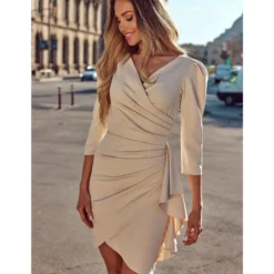 Sexy V-Neck Ruffles Dress Three-Quarter Sleeve Solid Color Wholesale Dresses SDN561494 -Amour Vert shop 2fd6ca11 04d6 4290 9bc4 df91c1a5c466 O1CN01cHbLu61UK88KMgrWw 2099122498 0 cib