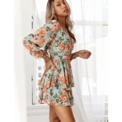 Floral Print Deep-V Lantern Sleeve Open Back High Waist Double Ruffle Dress Chic Wholesale Dresses SDN533019 -Amour Vert shop 31c98a83 67d7 433c bfa9 4c57424679a8 b9638ac787f6581090cfac6b8bb629c3