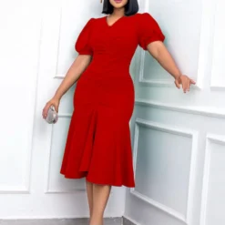 Fashion Short-Sleeved V-Neck High Waist Package Hip Dress Wholesale Dresses V5923050500011