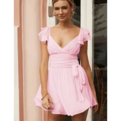 Sexy Deep V Ruffles Sleeve Dress Solid Color Lace-Up Backless Wholesale Dresses SDN560229 -Amour Vert shop 3332dbe2 81f1 4b5c af8b 7f578b3ff1d5 342363cb035e577e99e8a851d2c106d6