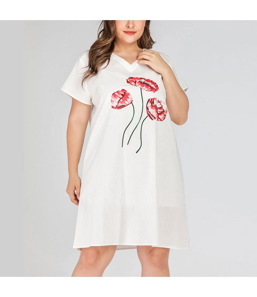 Flower Print Wholesale Plus Size T Shirt Dress SD200005 5 Flower Print Wholesale Plus Size T Shirt Dress SD200005 - Image 3