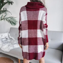 Turtle Neck Plaid Knitted Dress Wholesale Without Belt SD160394 -Amour Vert shop 38961743 28ab 494a 95e4 b28b03816d81 2013B2E2D7ABD12D44C4C78D70DB52FF