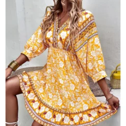 Fashion Print V Neck Swing Dress Casual Loose Backless Lace-Up Short Sleeve Wholesale Dresses -Amour Vert shop 39e29e05 dfa2 4e88 acde a210529c0c5c cb8f3d223d8679964b381434320ba578