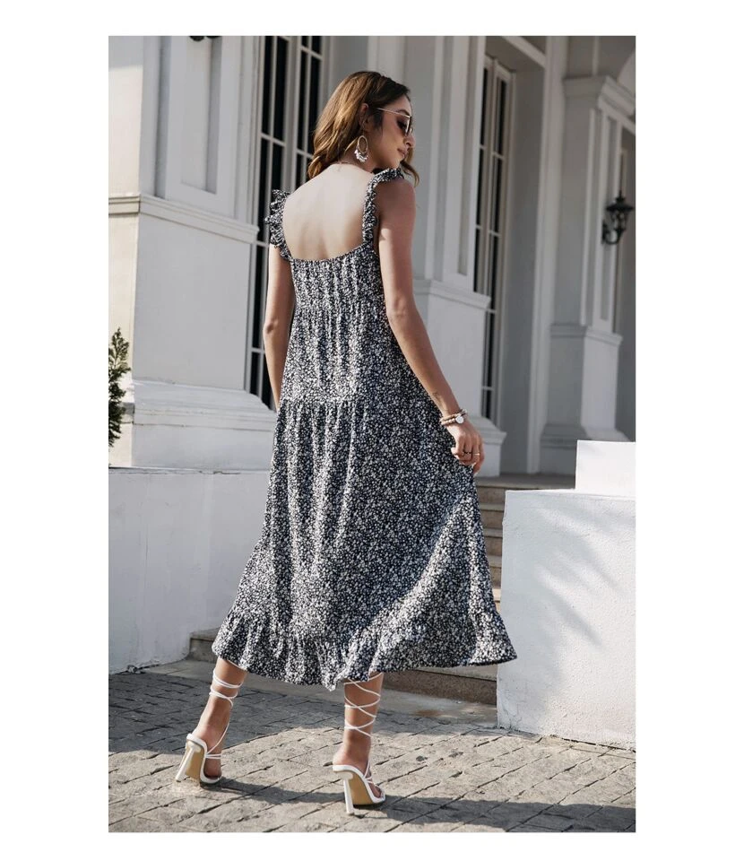 Elegant Slip Floral Dress Single-Breasted Backless Ruffled Wholesale Dresses SDN560363 11 Elegant Slip Floral Dress Single-Breasted Backless Ruffled Wholesale Dresses SDN560363 - Image 9