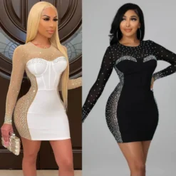 Women Wholesale Color Blocking Hot Drilling Dress SD110176 -Amour Vert shop 456e47b0 95f2 47c2 9432 a38e58461c52 3705386D86F35F40DC9A26E8C5FB5363