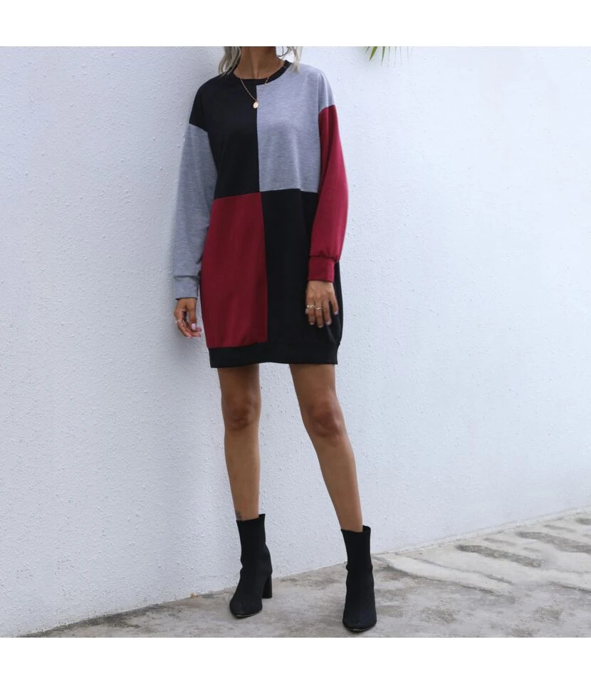 Long Sleeve Dress Color Blocking Bulk Women Vendors SD160459 4 Long Sleeve Dress Color Blocking Bulk Women Vendors SD160459 - Image 2