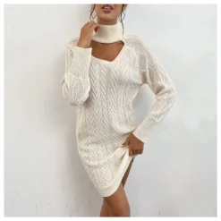 Fashion High Collar Hollow Twist Long Sleeve Sweater Knitted Dress Wholesale Jersey Dresses SDN537230 -Amour Vert shop 52493829 39ce 4786 94ad acc4893e8b5c 0410204dc732acc9962089becd32cd41