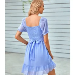 Solid Color V-Neck Waist Short-Sleeve Casual Ruffled Dress Wholesale Dresses SDN537952 -Amour Vert shop 5658c281 a7b7 4ef0 a97a a6e3589af65d 9aadfa1248a3f1e9ae1e3081e18d18a3