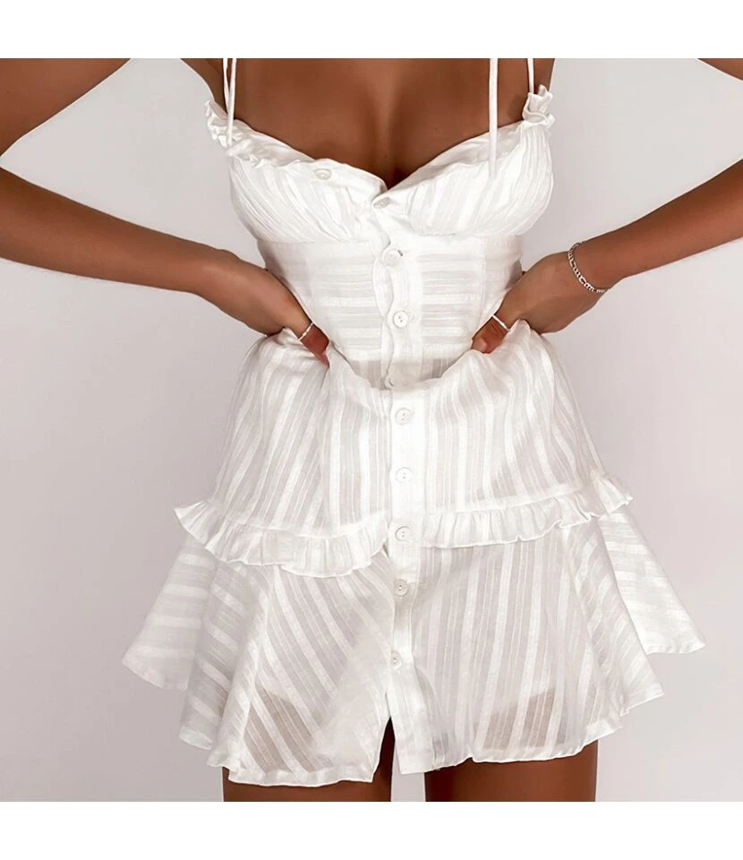 Sexy Bottom Strap Low Cut Wooden Ear Trim Mini Dress Wholesale Dresses SDV463811 5 Sexy Bottom Strap Low Cut Wooden Ear Trim Mini Dress Wholesale Dresses SDV463811 - Image 3