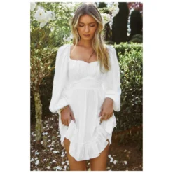 Square Neck Solid Color Lantern Sleeve Ruffles Lace-Up Swing Dress Vintage Wholesale Dresses SD531198 -Amour Vert shop 586b93b4 69ff 407e 89da 22a66ac40063 497105297a240f8553b35bd3b3edc3b6